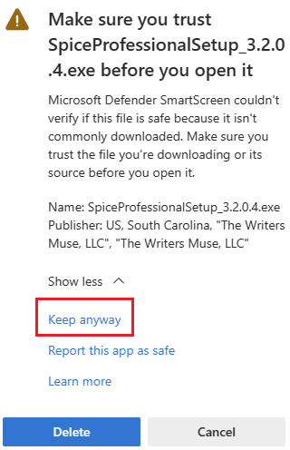 Spice Professional Warning Icon