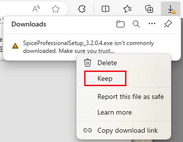 Spice Professional Warning Icon
